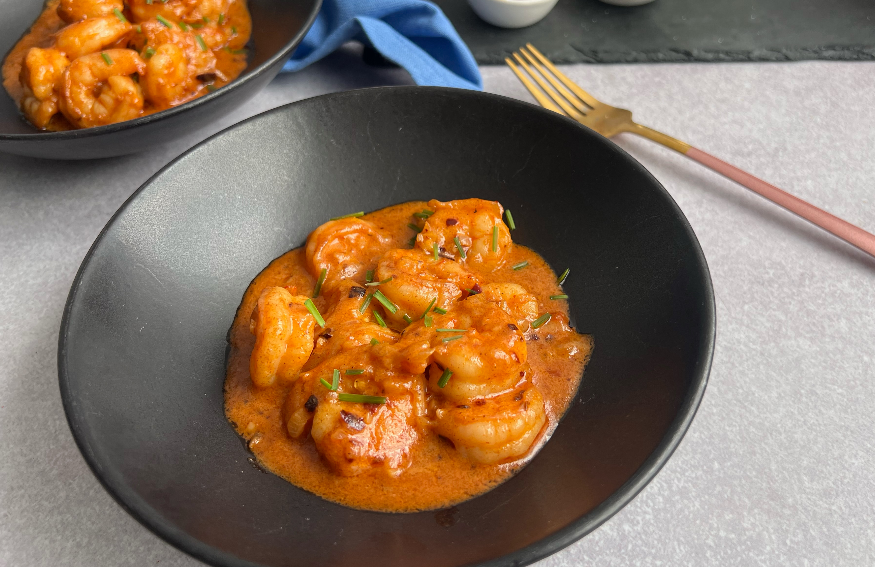Camarones cremosos y picantes