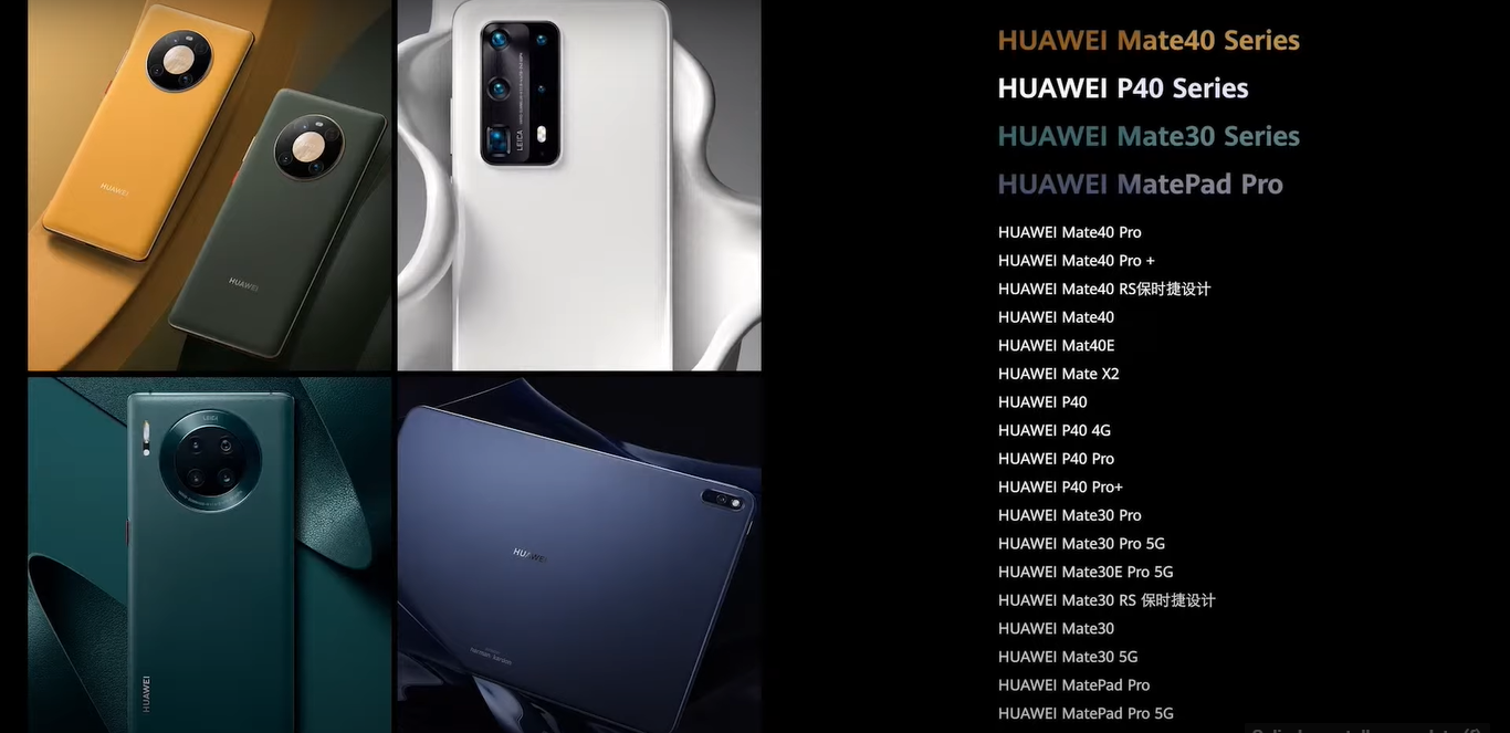 Listado compartido en la presentación de Huawei.