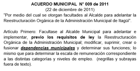 Acuerdo que reglamenta las facultades extraordinarias del alcalde (e) Luis Guillermo Pérez.