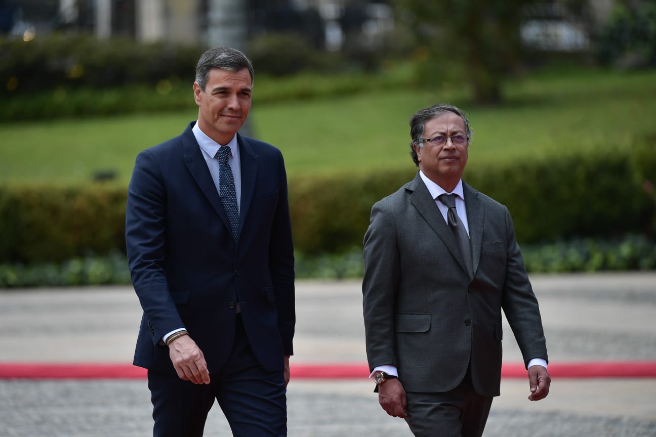 En fotos: así fue el encuentro entre Pedro Sánchez y Gustavo Petro en Bogotá