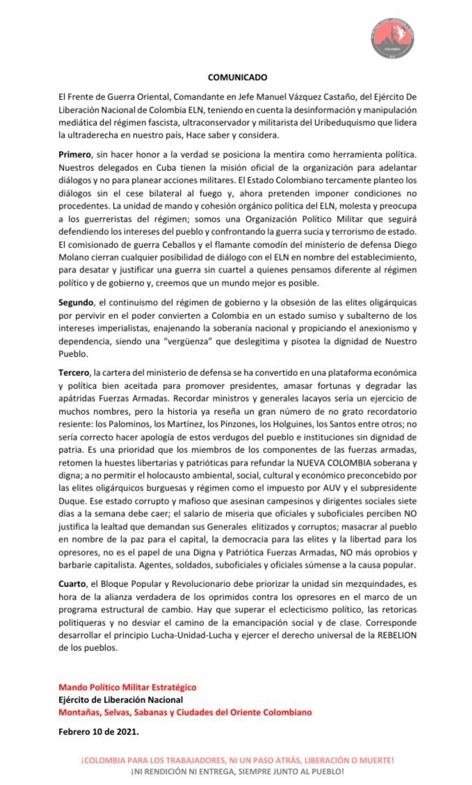 Comunicado ELN