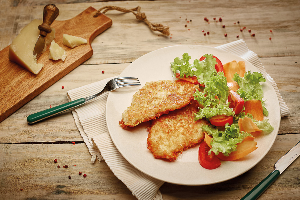 Delicia de pollo apanado en parmesano, rápido y delicioso
