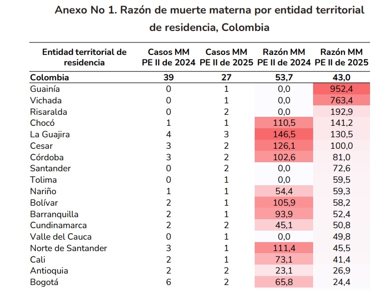 Razón de Mortalidad Materna en el período epidemiológico 2.