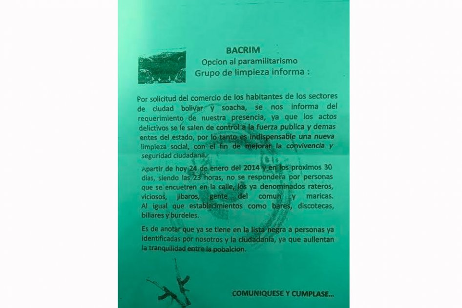 Investigan si asesinatos en sur de Bogotá están relacionados con panfletos amenazantes