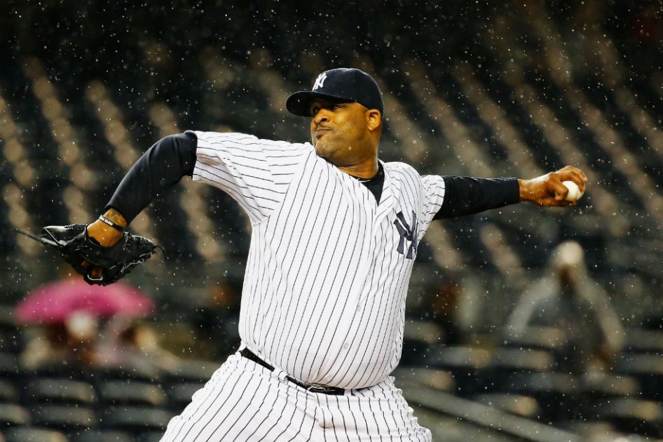 C.C. Sabathia, lanzador zurdo de los Yanquis de Nueva York. Foto: AFP
