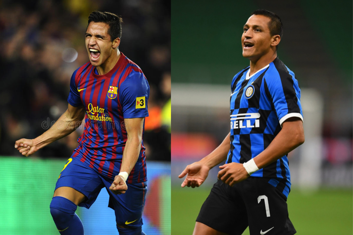 El delantero chileno militó en Barcelona entre 2011 y el 2014. Por su paso en el club jugó 141 partidos, anotó 47 goles y dio 32 asistencias. Su historia con Inter se reduce a dos años (2020-2022) donde estuvo junto a figuras como Lautaro Martínez y Romelu Lukaku.
