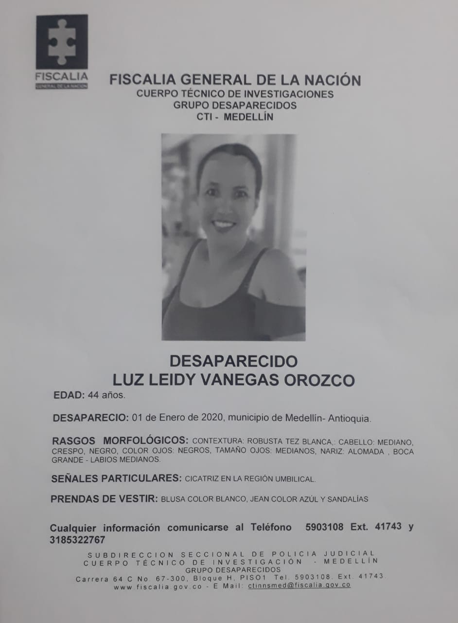 Una de las victimas de desaparición este año.Cortesía RedepazTambién le puede intersar:Diego Chica: el primer cuerpo que entrega la Unidad de Búsqueda de Desaparecidos