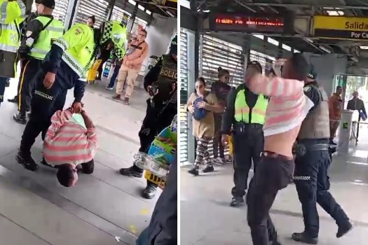Sacan esposado a vendedor de Transmilenio y el gremio se pronuncia: “nos persiguen”