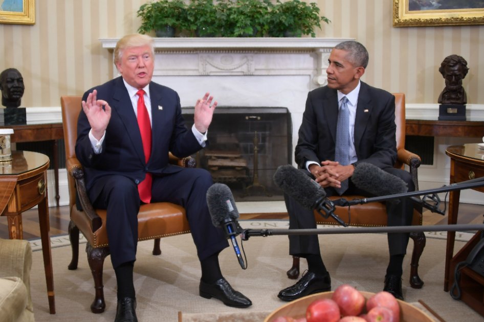 El presidente electo, Donald Trump, se reunió con el primer mandatario de EE. UU., Barack Obama, en la Casa Blanca. / AFP