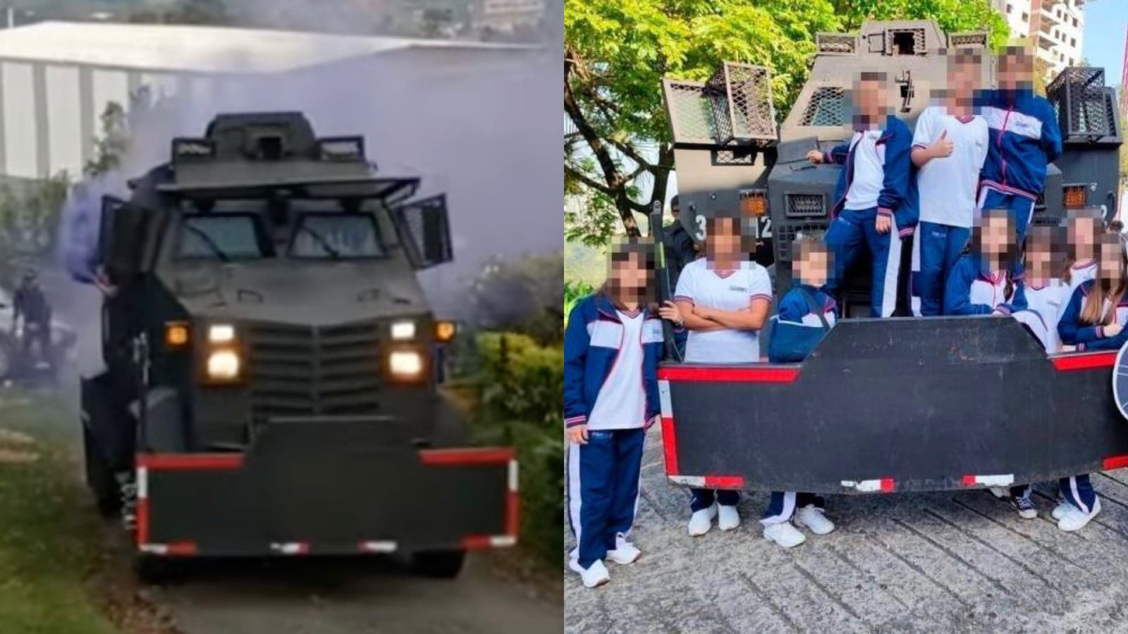 Video: en tanqueta del Esmad estudiantes de Sabaneta celebraron regreso a clases