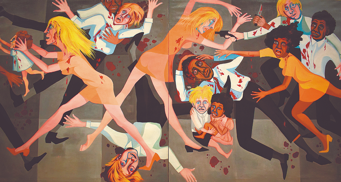 Incomodidad fue lo que quiso transmitir Faith Ringgold con “Die”, ante la espiral de violencia que se ha heredado y transmitido con rapidez.
