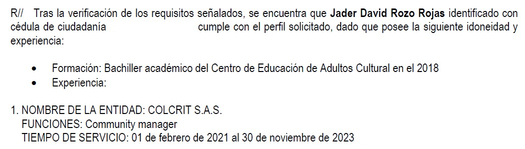 Los requisitos del contrato de David Rozo, o “Don Izquierdo”, en RTVC fueron título de bachiller y como mínimo dos años de experiencia.