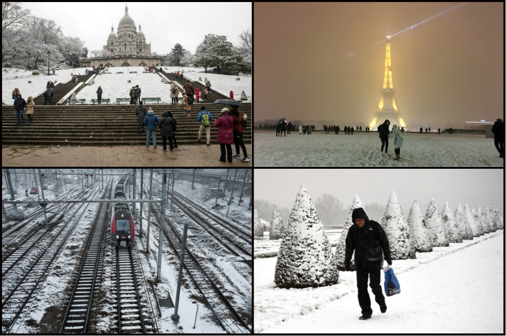 Así se ve París cubierta de nieve
