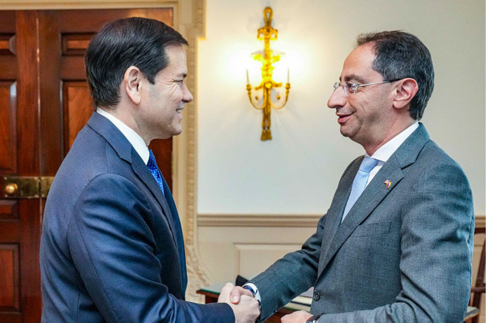 El secretario de Estado de Estados Unidos, Marco Rubio, recibió al vicepresidente electo de Colombia, José Manuel Restrepo, este miércoles.