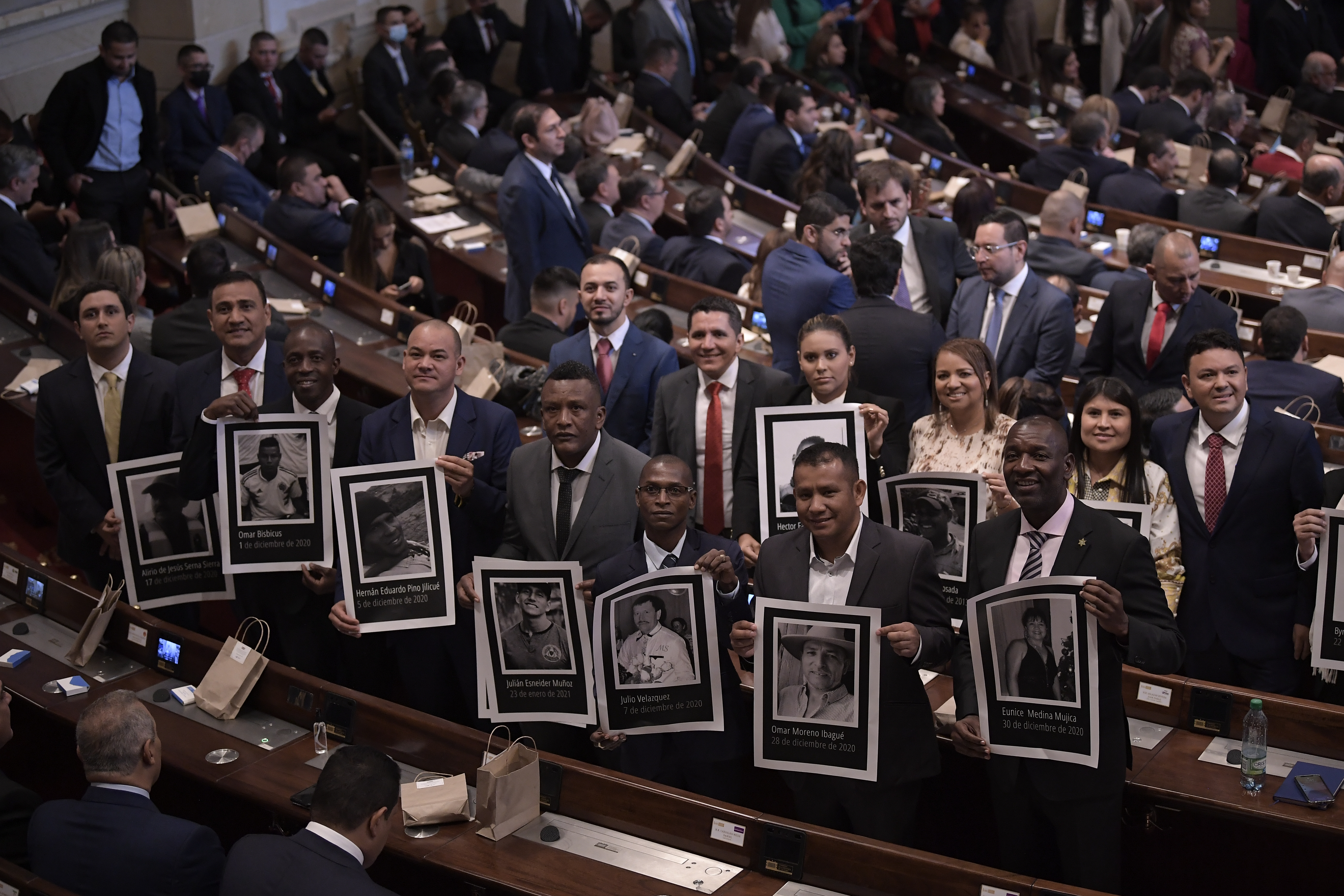 Representantes electos a la Cámara de Representantes para el período 2022-2026, durante la instalación del Congreso y del último discurso de Iván Duque como presidente de Colombia.