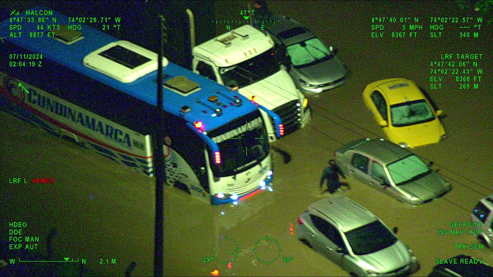 Vista aérea de la contingencia, tomada por el helicóptero 'Halcón' de la Policía de Bogotá.