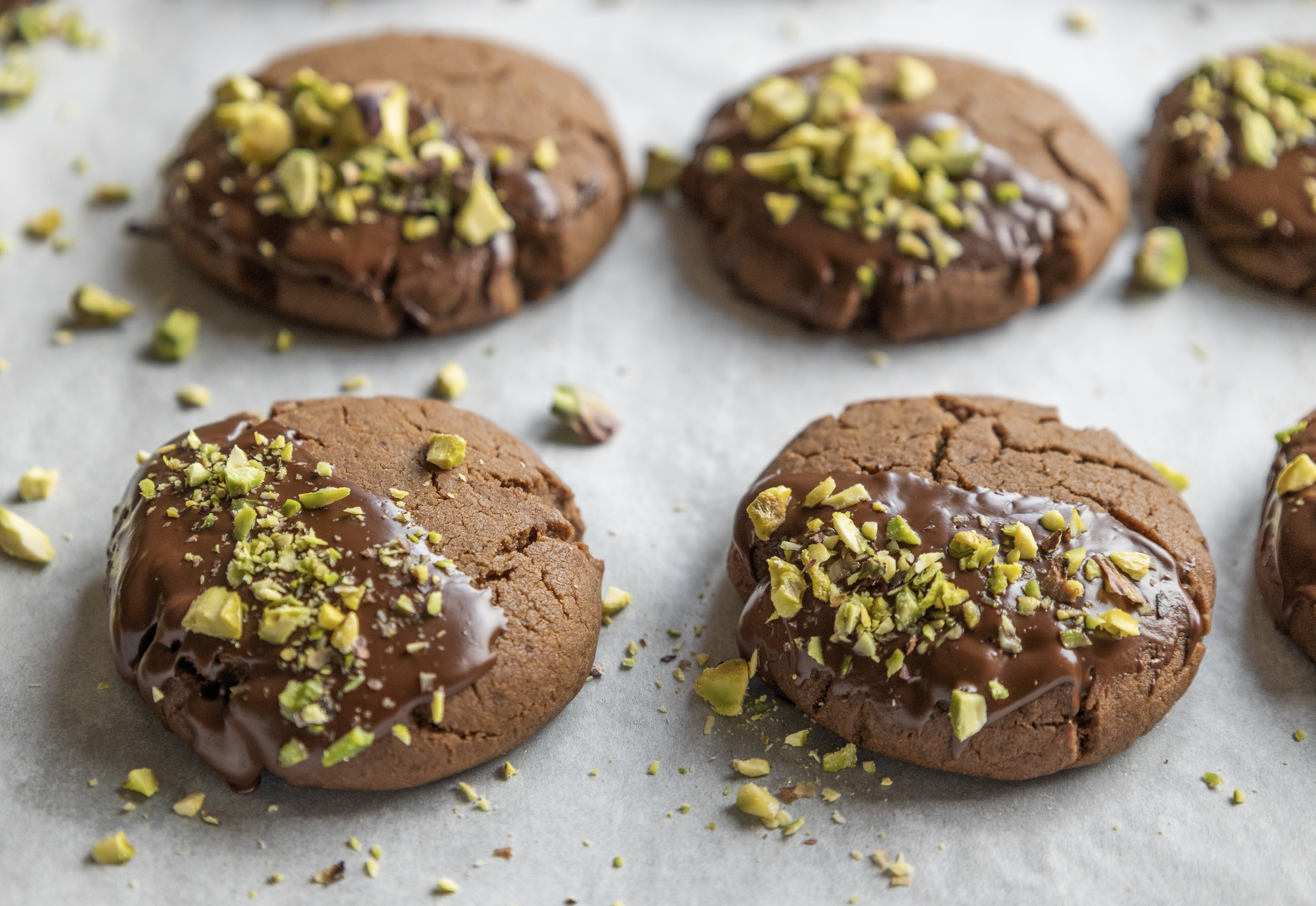 Galletas de pistacho y chocolate listas en 30 minutos