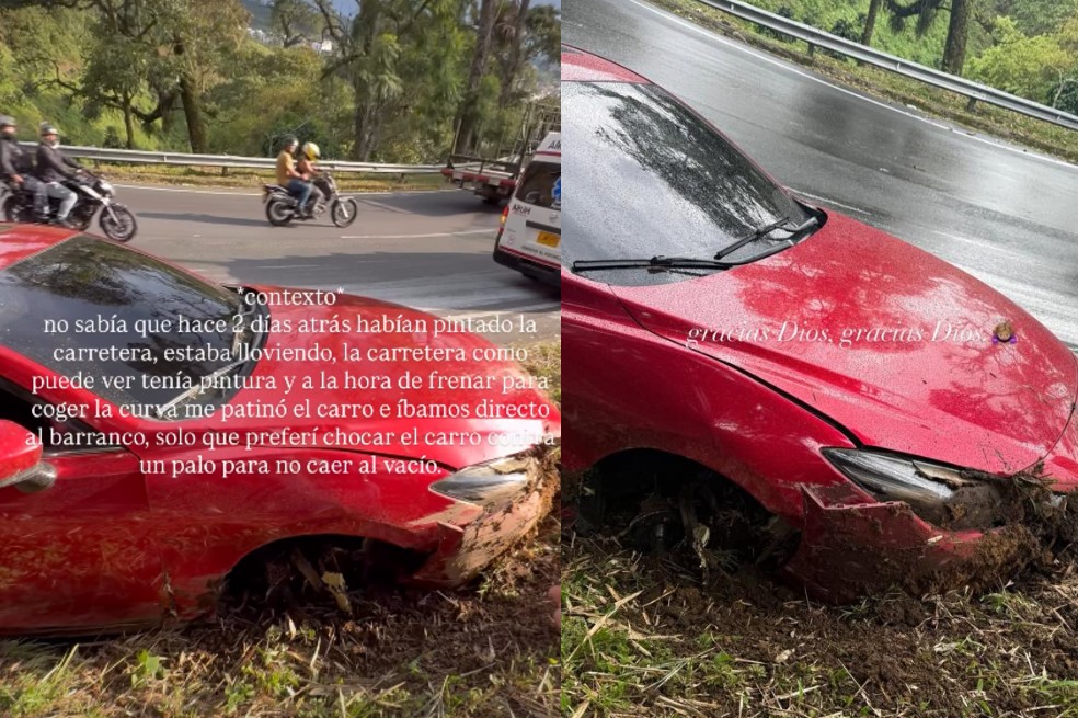 Así quedó el carro de La Jesuu, tras el accidente de tránsito que sufrió.