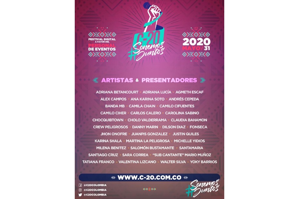 "En cada espectáculo estas personas dan su mejor esfuerzo para que el público y el artista se puedan conectar. Hoy el equipo que hace posible estos sueños nos necesita, es el momento de unirnos como sociedad para apoyar a quienes han estado detrás de grandes shows en el país", indicó el equipo de C-20 Colombia.