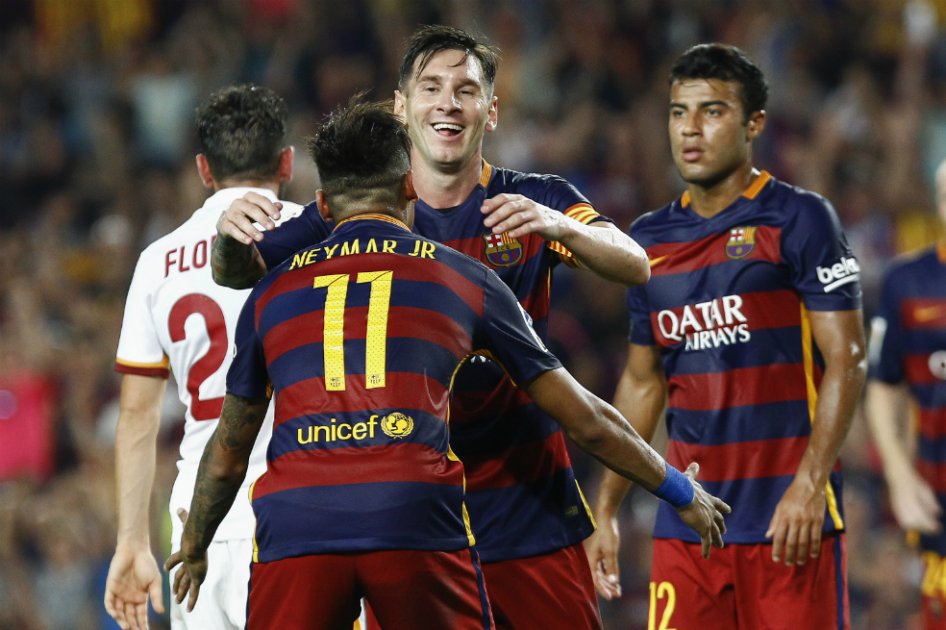 El Barcelona se pasea ante la Roma con goles de Neymar y Messi