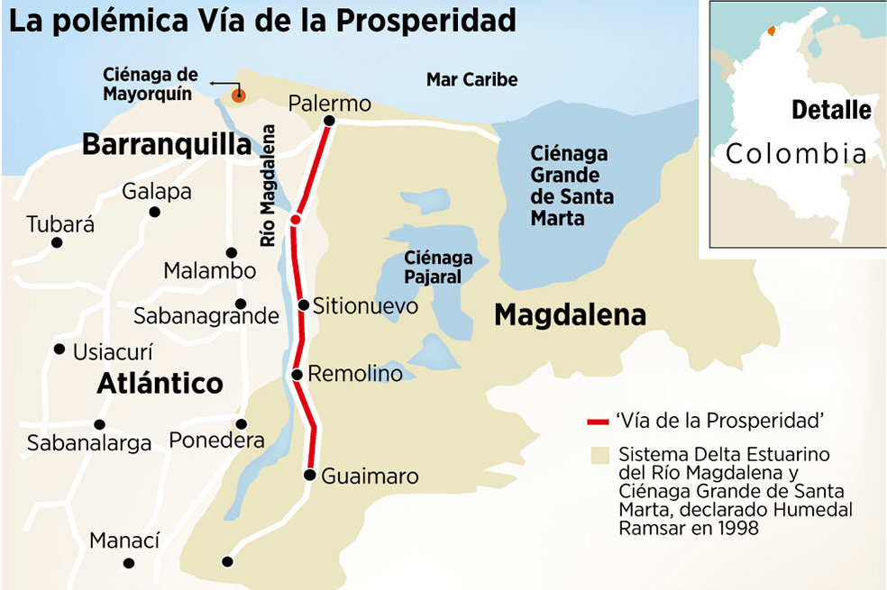 Contraloría cuestiona vía que afectaría a la Ciénaga Grande