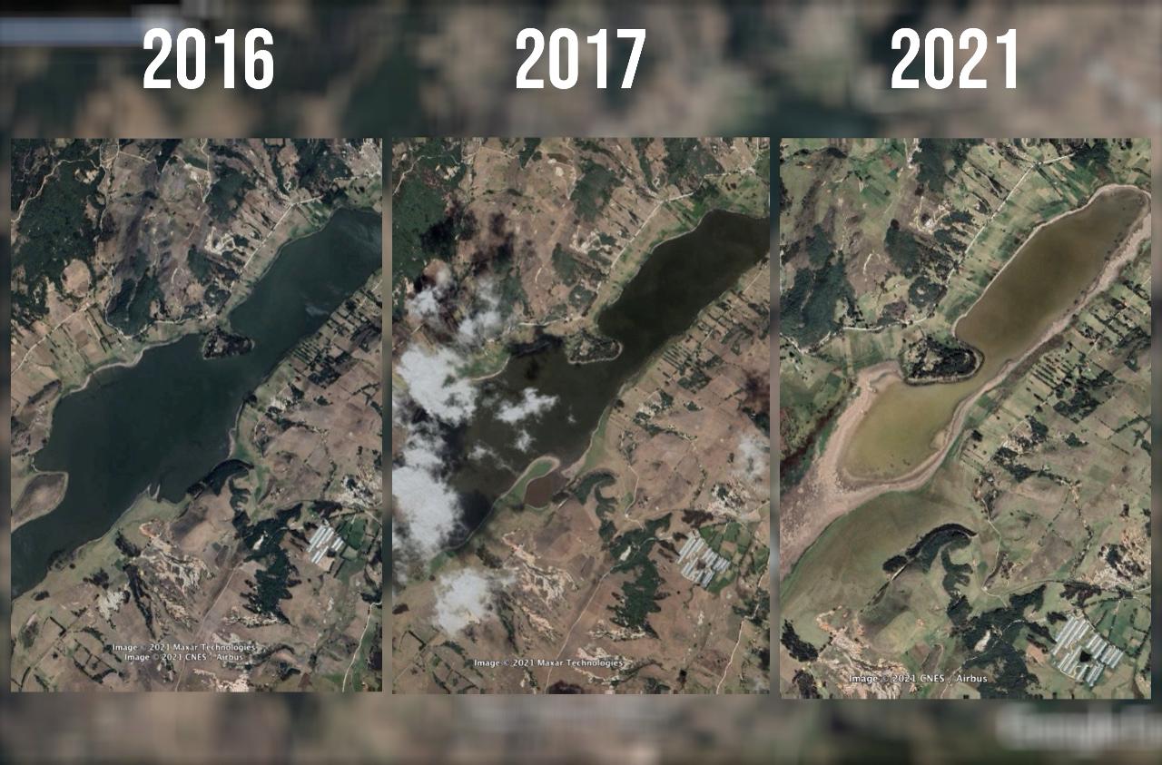 Así se ha ido secando la laguna en los últimos años.