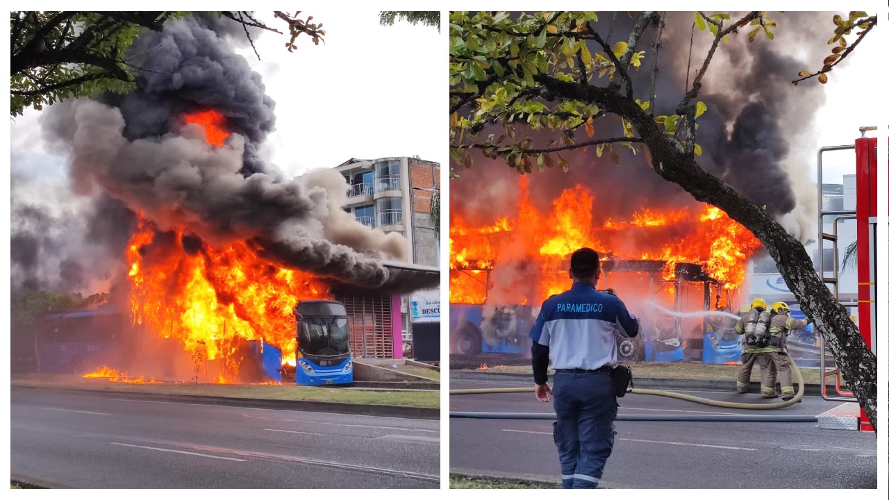 Video: Así fue el incendio del bus del MIO en Cali