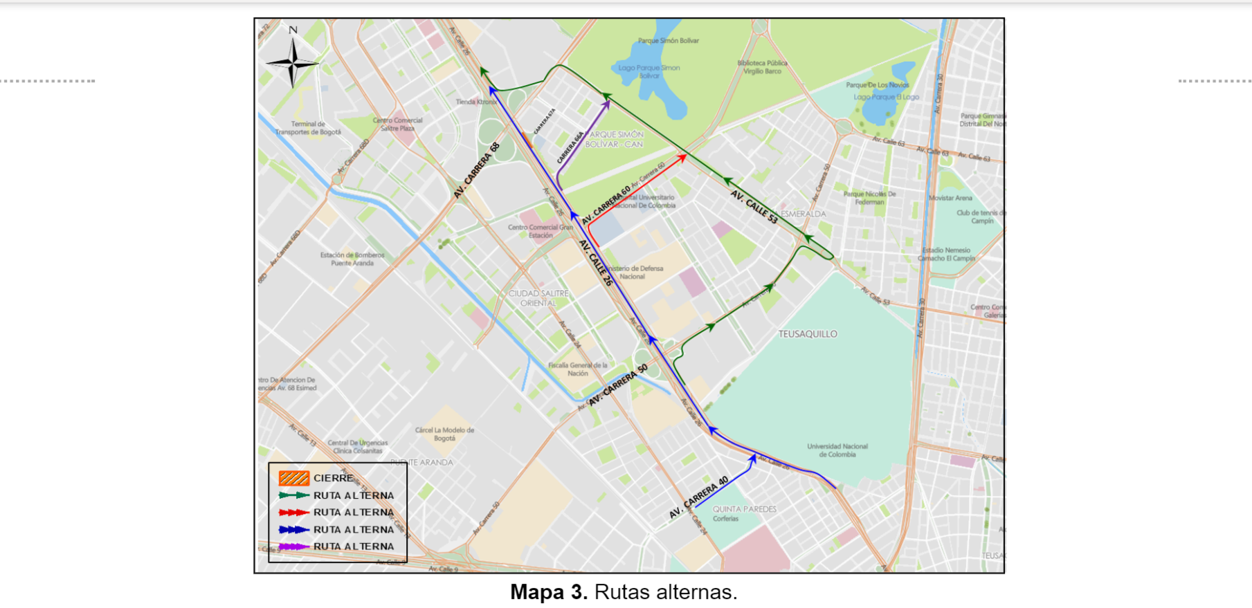 Rutas alternas.