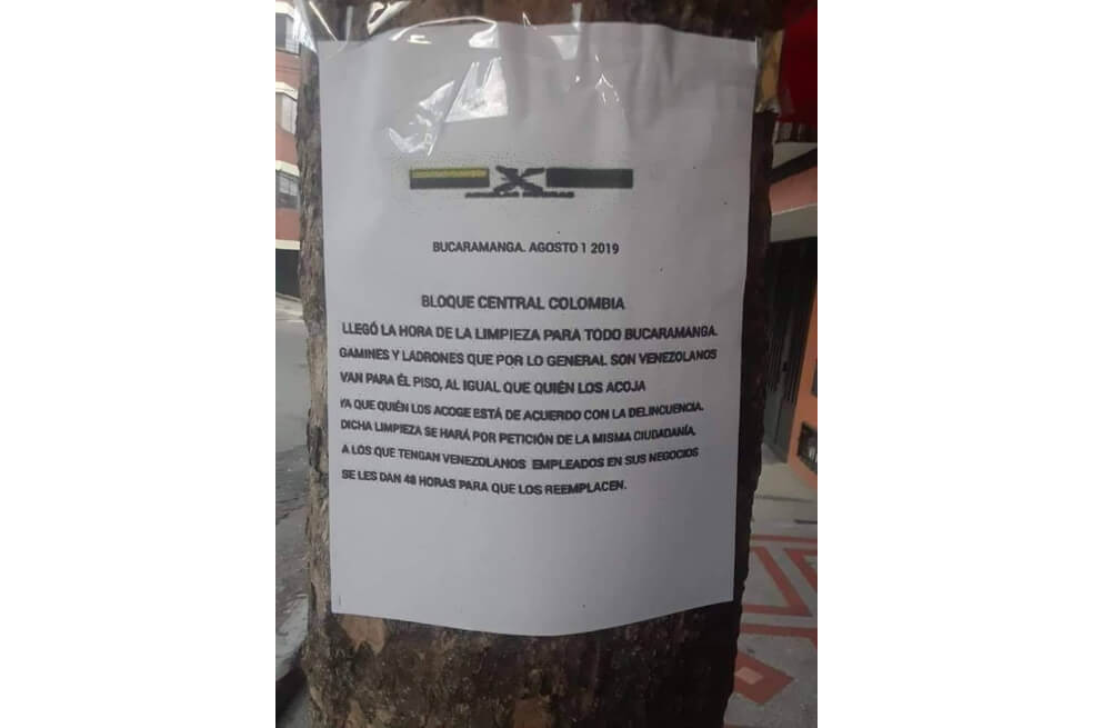 Denuncian panfletos amenazantes contra venezolanos en Bucaramanga