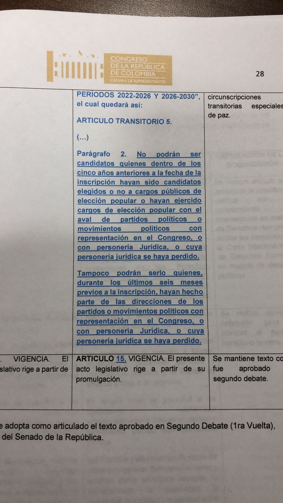En la reforma política, la restricción sobre directivos de partidos políticos se reduce de un año previo a la inscripción a seis meses.