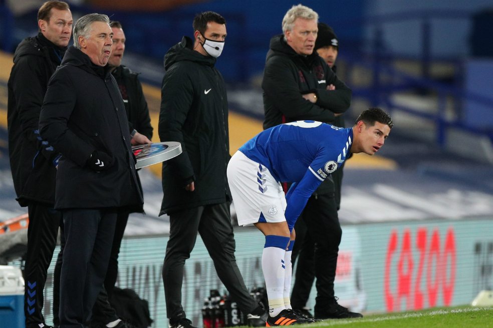 Volvió James Rodríguez y Everton cayó frente al West Ham, en la Premier League