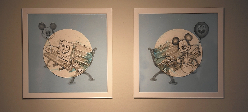 En la exposición "Sincrética" convergen personajes animados como Mickey Mouse y Bob Esponja.
