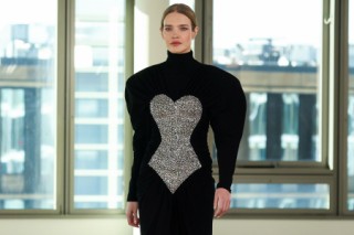 Russian model Natalia Vodianova presents a creation by Stella McCartney for the Womenswear Ready-to-wear Fall-Winter 2025/2026 collection as part of the Paris Fashion Week, in Paris on March 5, 2025.