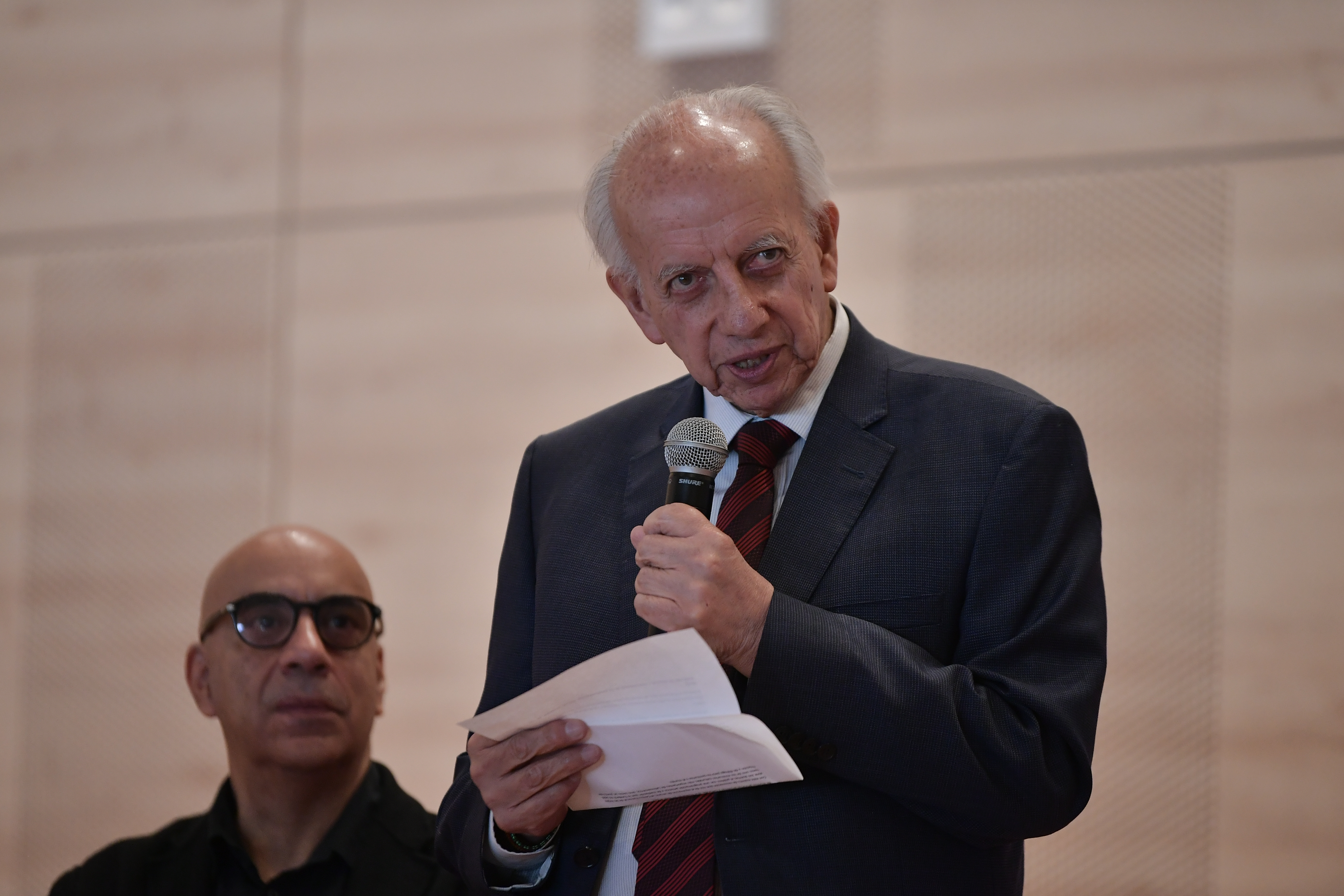 Durante la inauguración del Centro Nacional de las Artes en Bogotá