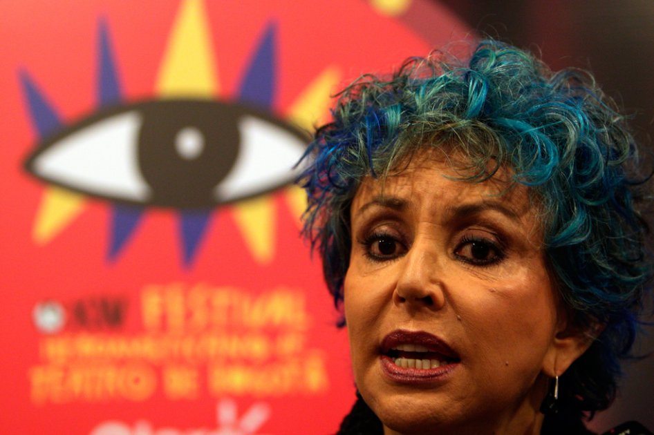 Ana Marta de Pizarro durante la presentación a medios del Festival Iberoamericano de Teatro de Bogotá 2014.