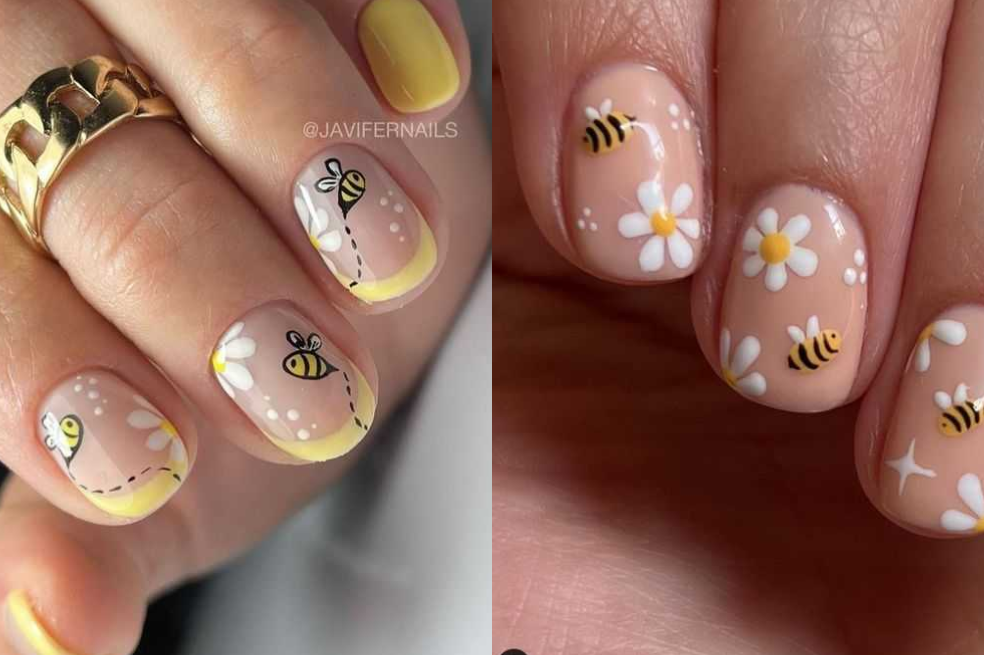 Esta es una gran opción para uñas de Halloween para niñas, además de ser perfecta si buscas un complemento a un disfraz de abejita.