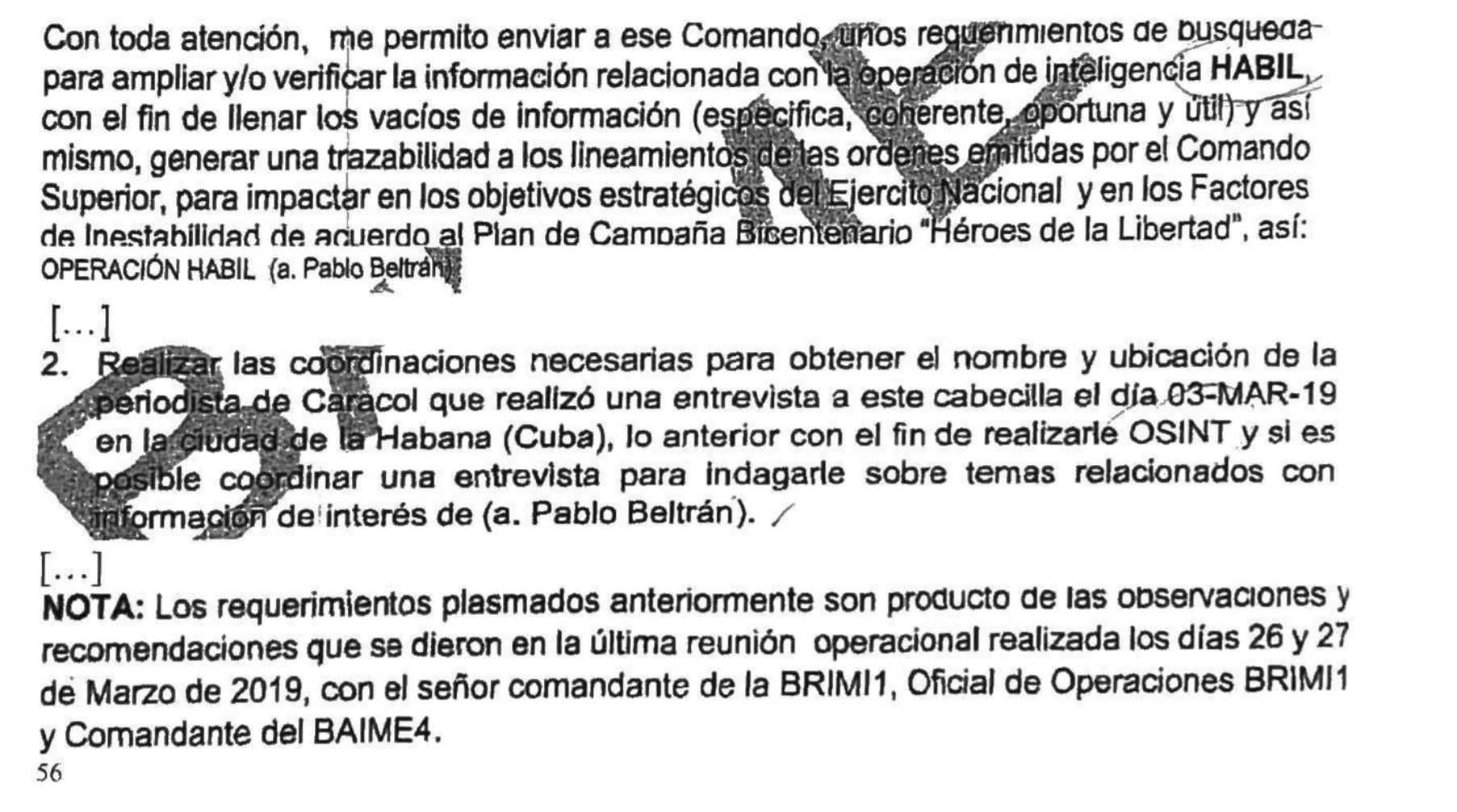 Con esta orden se oficializó el perfilamiento a la periodista María Alejandra Villamizar.
