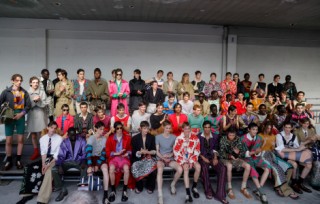 Models of the Dries Van Noten's Menswear Ready-to-wear Spring-Summer 2026 collection fashion show pose as part of the Paris Fashion Week in Paris, on June 26, 2025. (Photo by GEOFFROY VAN DER HASSELT / AFP)