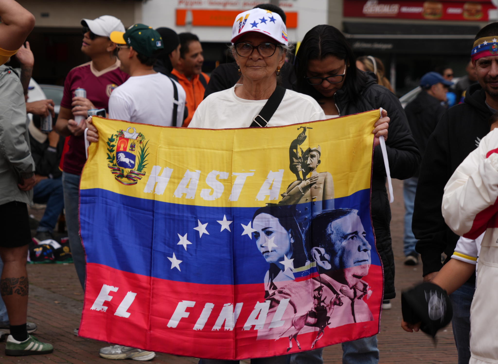 Manifestación en la Plaza de Lourdes, en Bogotá.