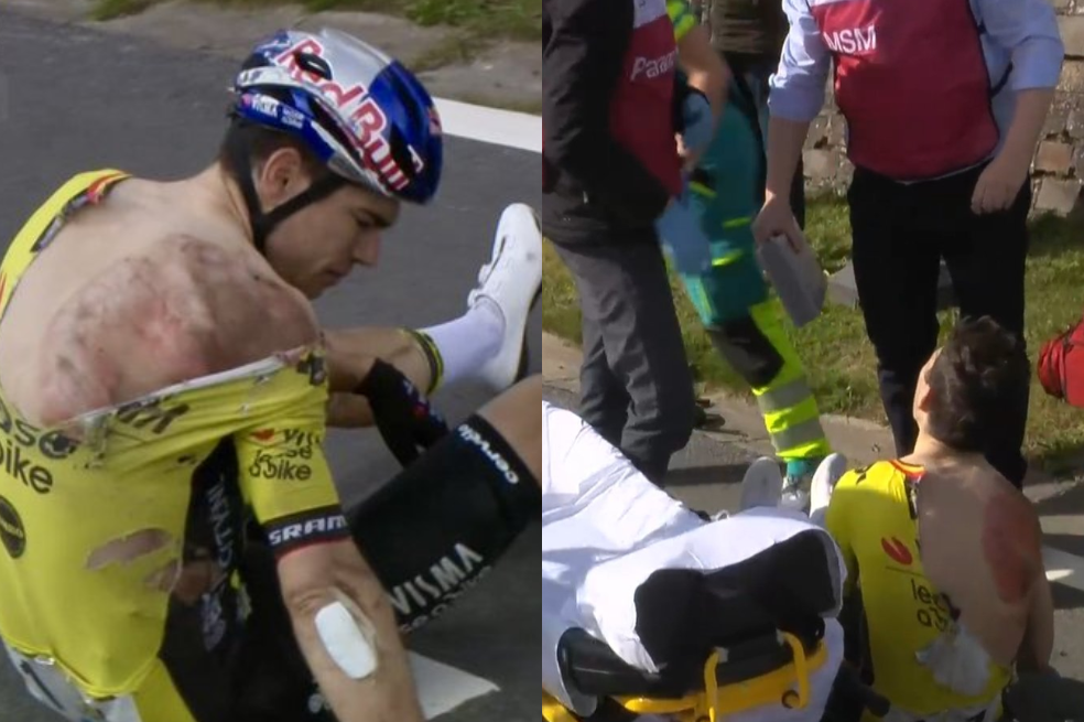 La preocupante caída de Van Aert en Flandes: actualizaron su estado de salud, video