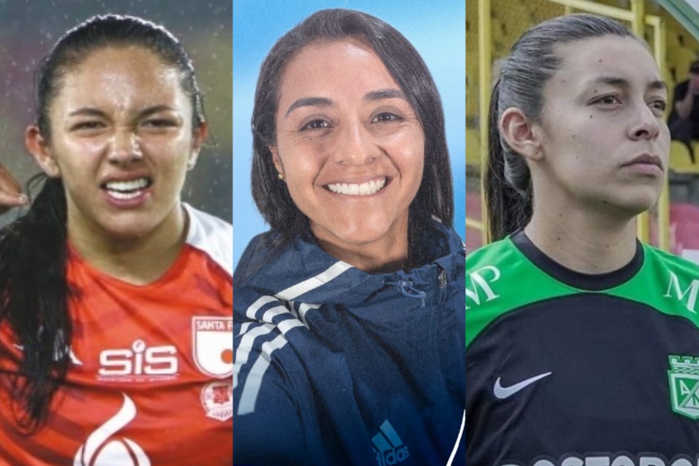Jugadoras a seguir en la Liga Femenina 2024: Camila Reyes (Santa Fe), Liana Salazar (Millonarios) y Yoreli Rincón (Nacional).  /Santa Fe, Millonarios y Nacional