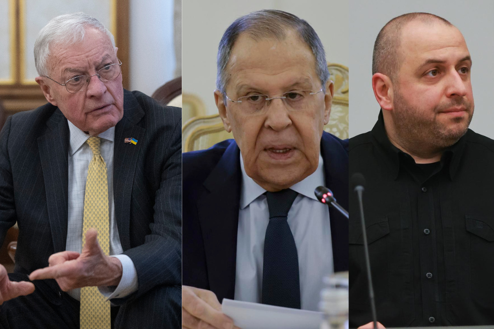Keith Kellogg, enviado especial de Estados Unidos para Ucrania, Serguéi Lavrov, canciller ruso, y Rustem Umerov, ministro de Defensa ucraniano. El funcionario ruso fue el único de ellos en no asistir a las conversaciones de Turquía.
