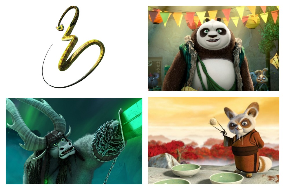 Algunos personajes de Kung Fu Panda 3