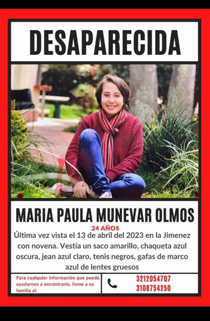 ¿La ha visto? Buscan a María Paula Munévar Olmos