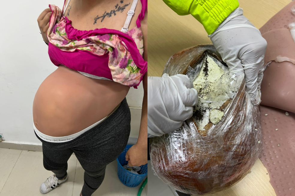 Mujer fingía estar embarazada y llevaba 5.600 gramos de cocaina en vientre falso