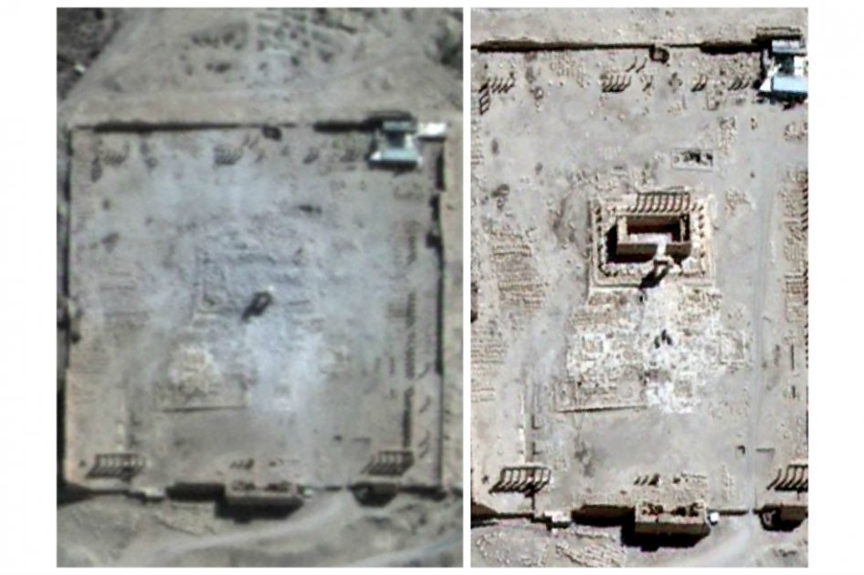 Imágenes satelitales confirman la destrucción de templo en Palmira (Siria)
