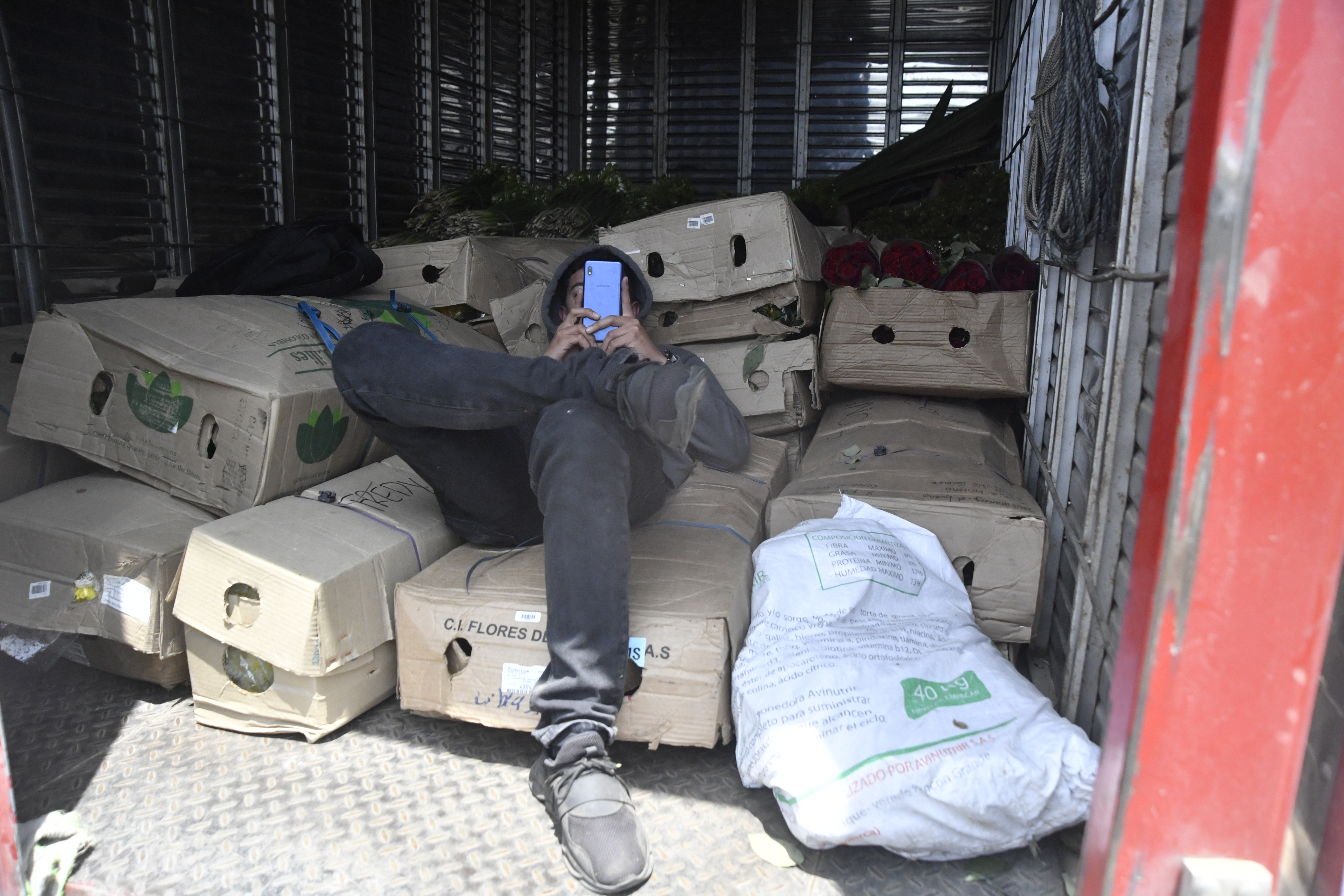 Camioneros que bloquearon las vías hacia los municipios de Chía, Cajicá y Zipaquirá ante el alza del ACPM