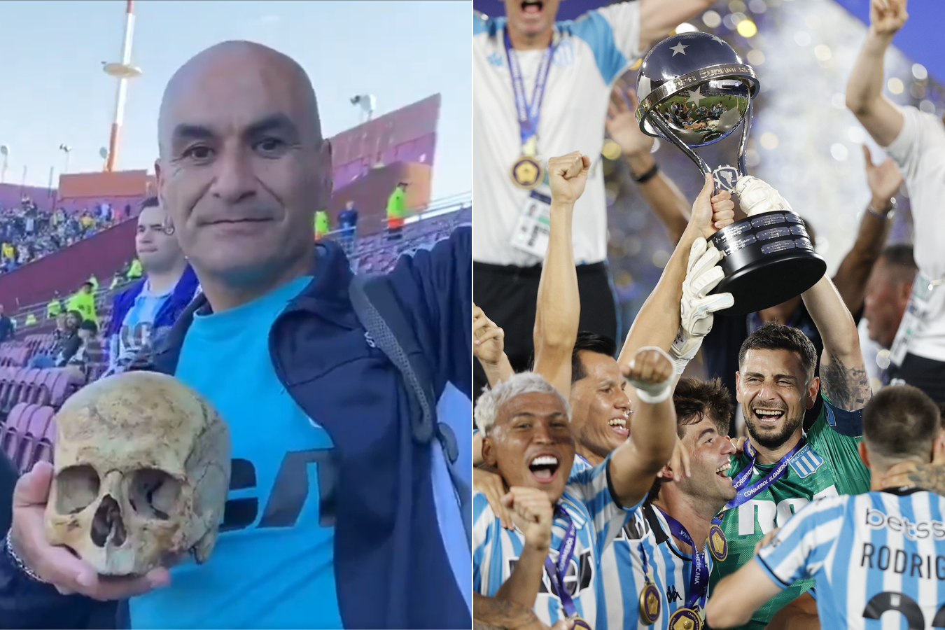 ¡Por amor a Racing! Hincha llevó el cráneo de su abuelo a la final: video