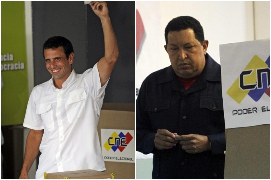 Chavez y Capriles votan rodeados de sus seguidores