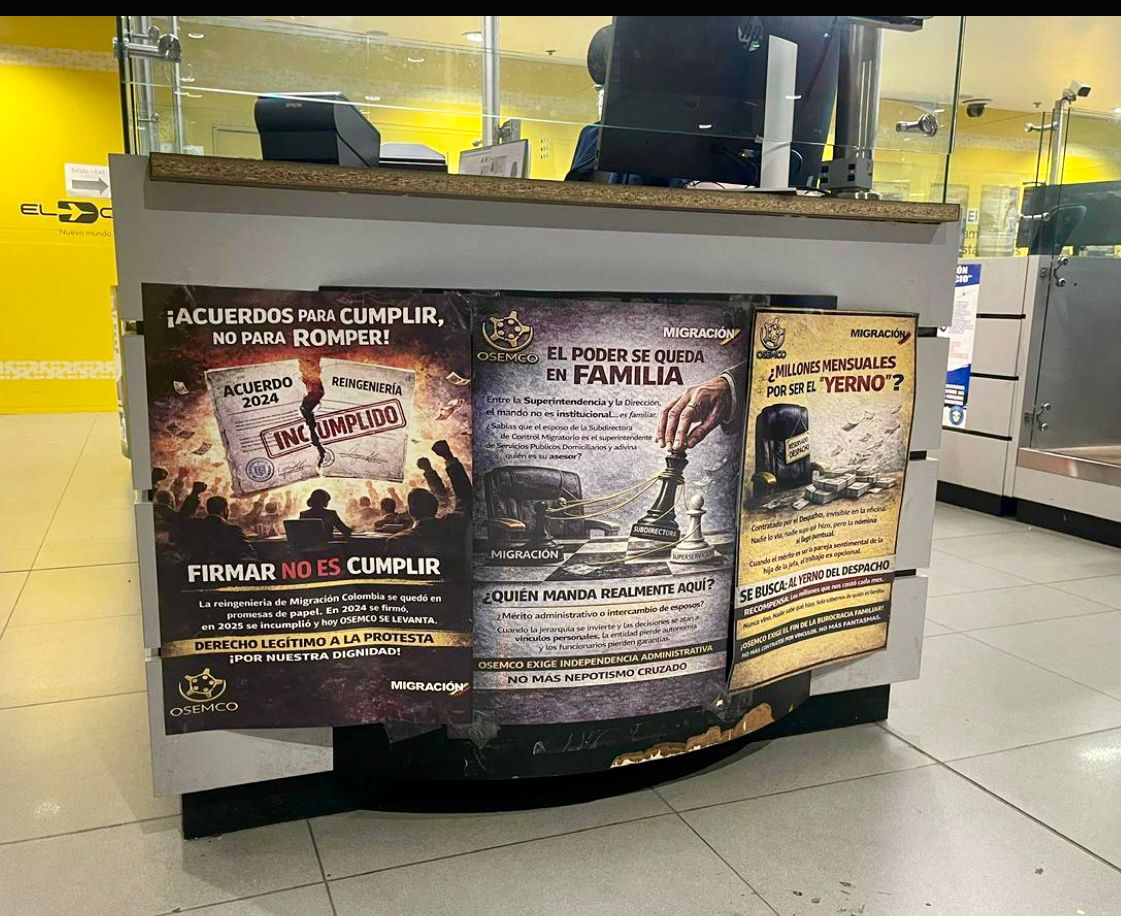 Sindicato de Migración Colombia anuncia posible huelga y Gobierno culpa crisis presupuestal